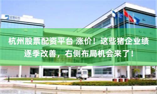 杭州股票配资平台 涨价！这些猪企业绩逐季改善，右侧布局机会来了！